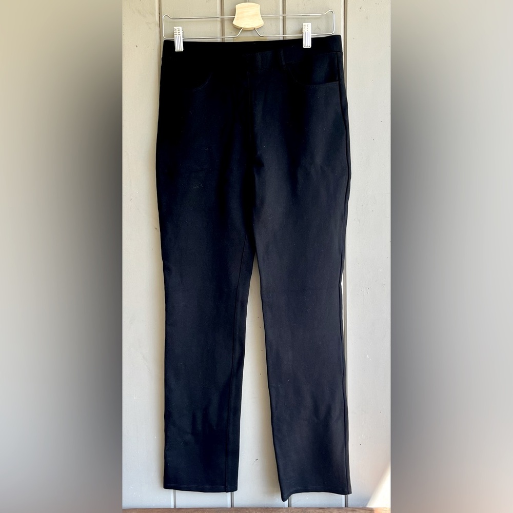 Quince Women's M Ultra-Stretch Ponte Straight Leg 4 Pocket Pants Black